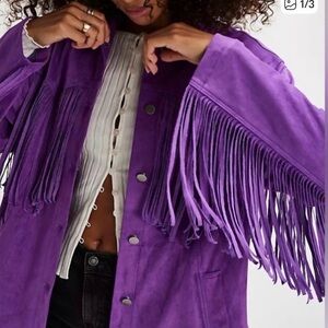 Free People Purple Fringe Jacket
